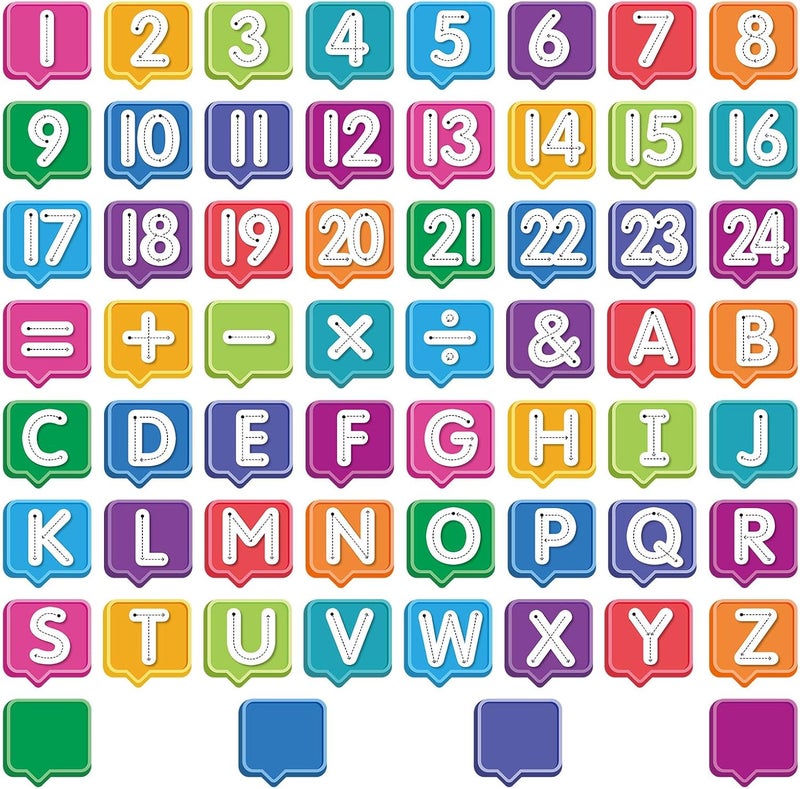 FLYAB Alphabet & Number Wall Stickers - Colored Removable Eduacational Letters Decals for Kids Bedroom Preschool Line Up Spots for Classroom Floor Reading Corner Decorations - Image 1